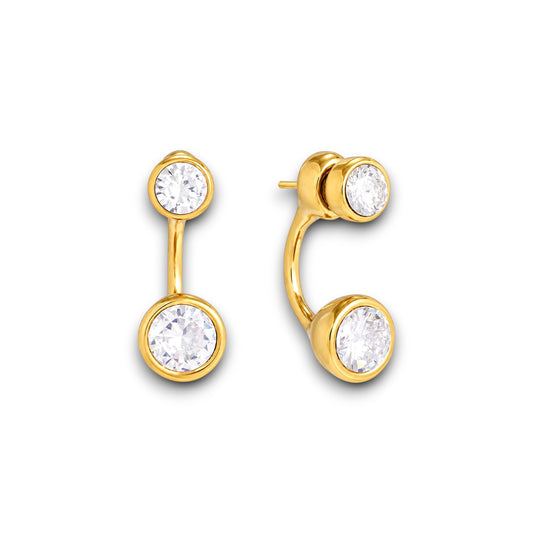 Double Zircon Front-Back Earrings