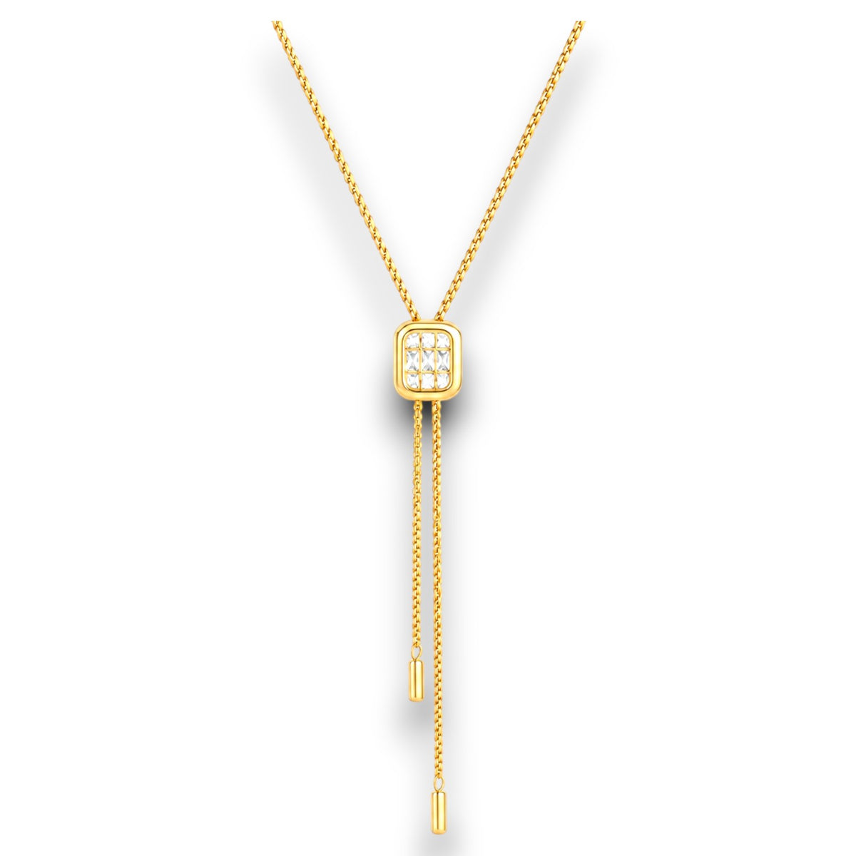 Gold Zircon Lariat Slider Necklace