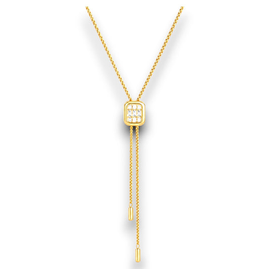 Gold Zircon Lariat Slider Necklace