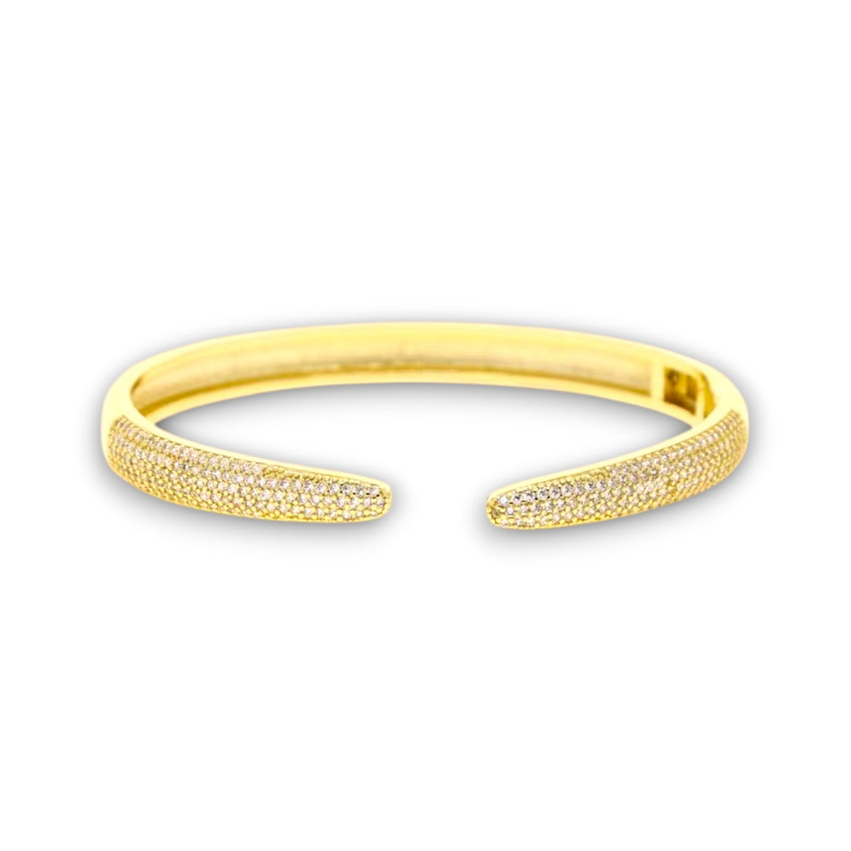 Gold Pavé Zircon Open Cuff Bracelet