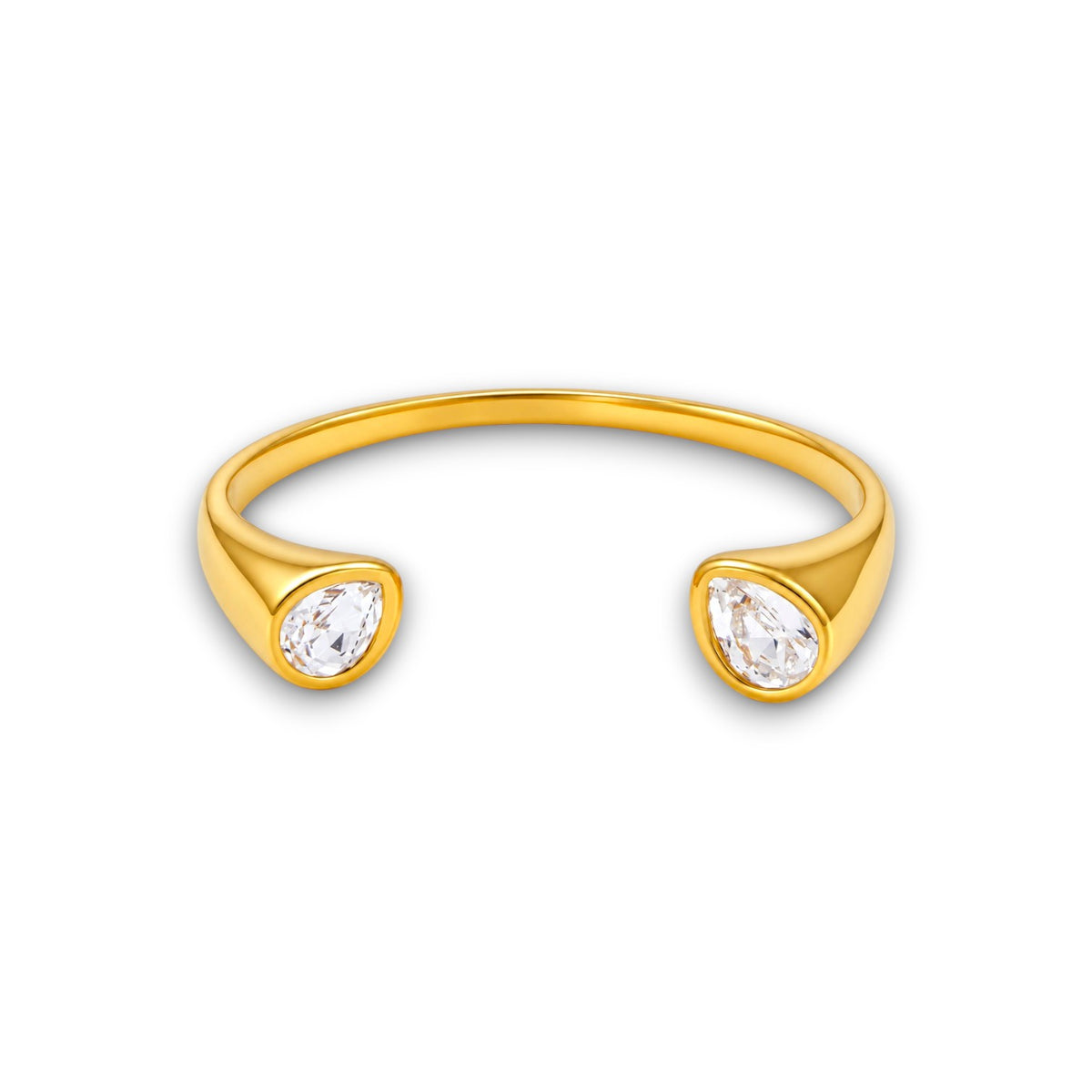Gold Pear Zircon Cuff Bracelet