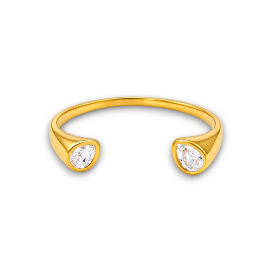 Gold Pear Zircon Cuff Bracelet