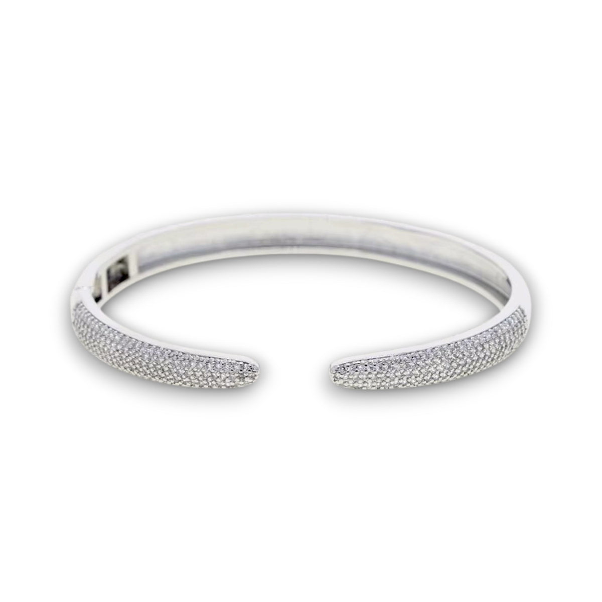 Silver Pavé Zircon Open Cuff Bracelet