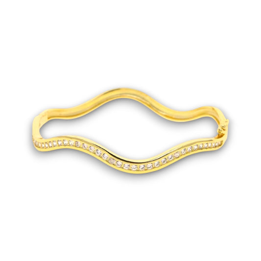 Gold Wave Zircon Bangle