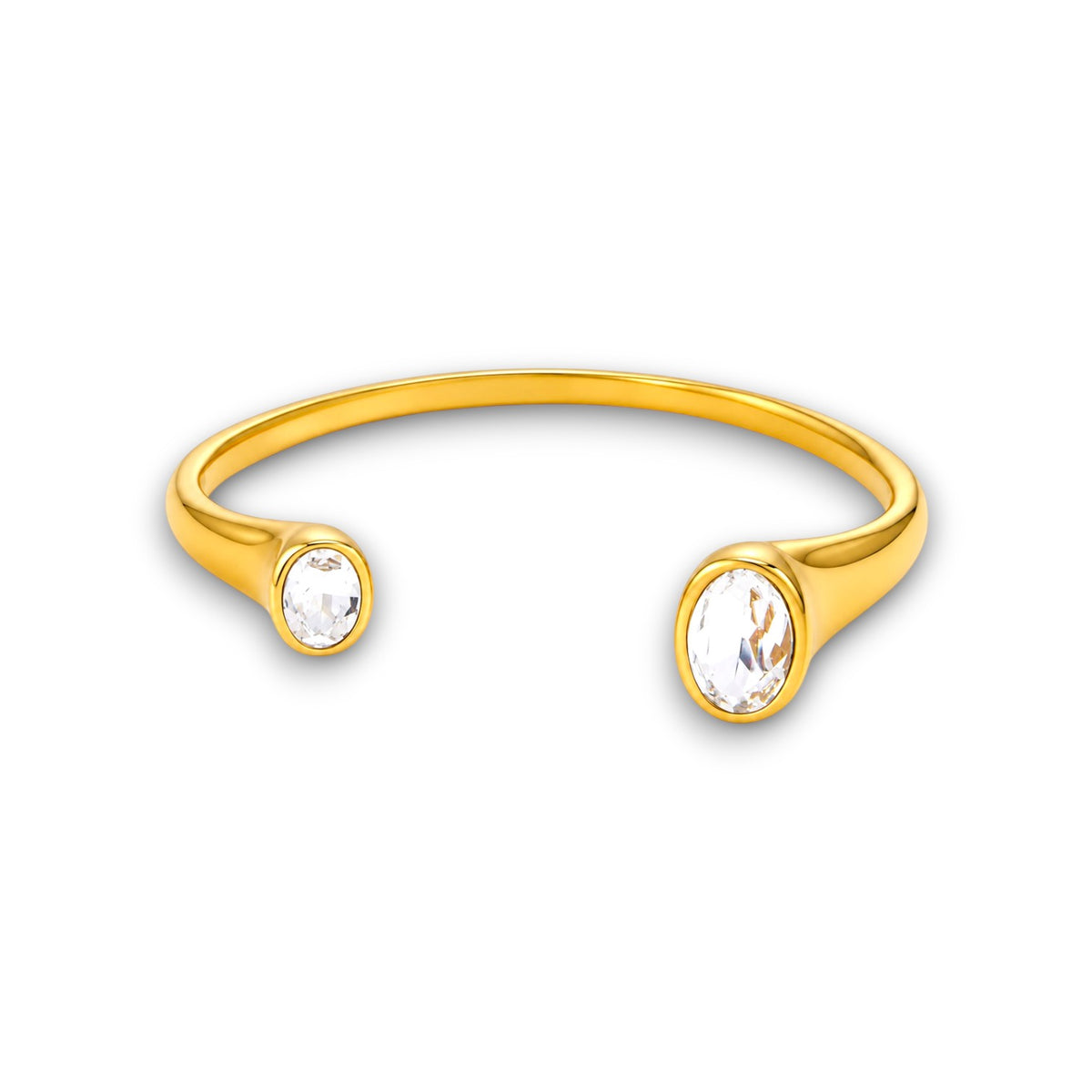 Gold Oval Zircon Cuff Bracelet