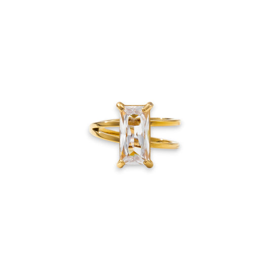Gold Emerald Zircon Ring