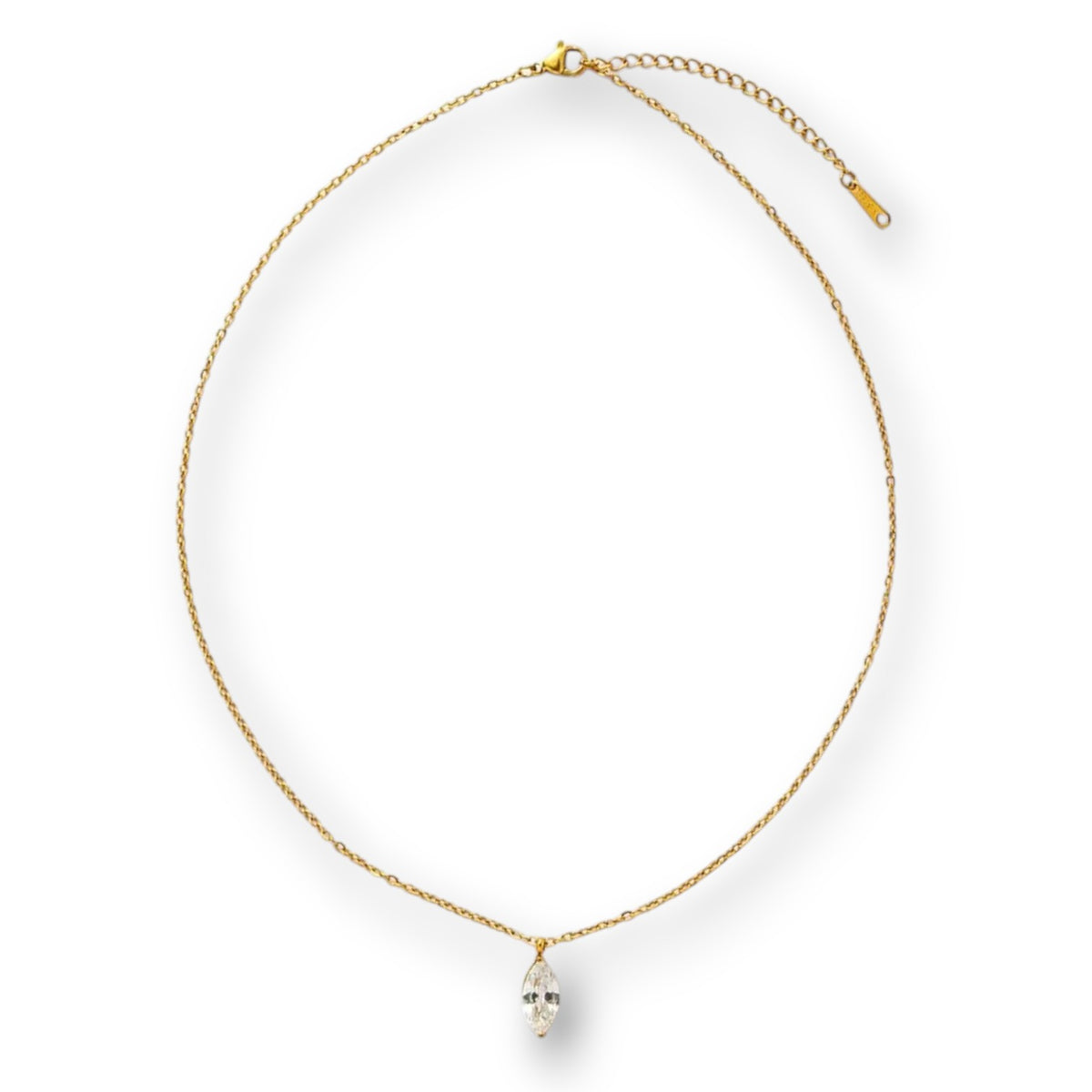 Gold Zircon Marquise Necklace