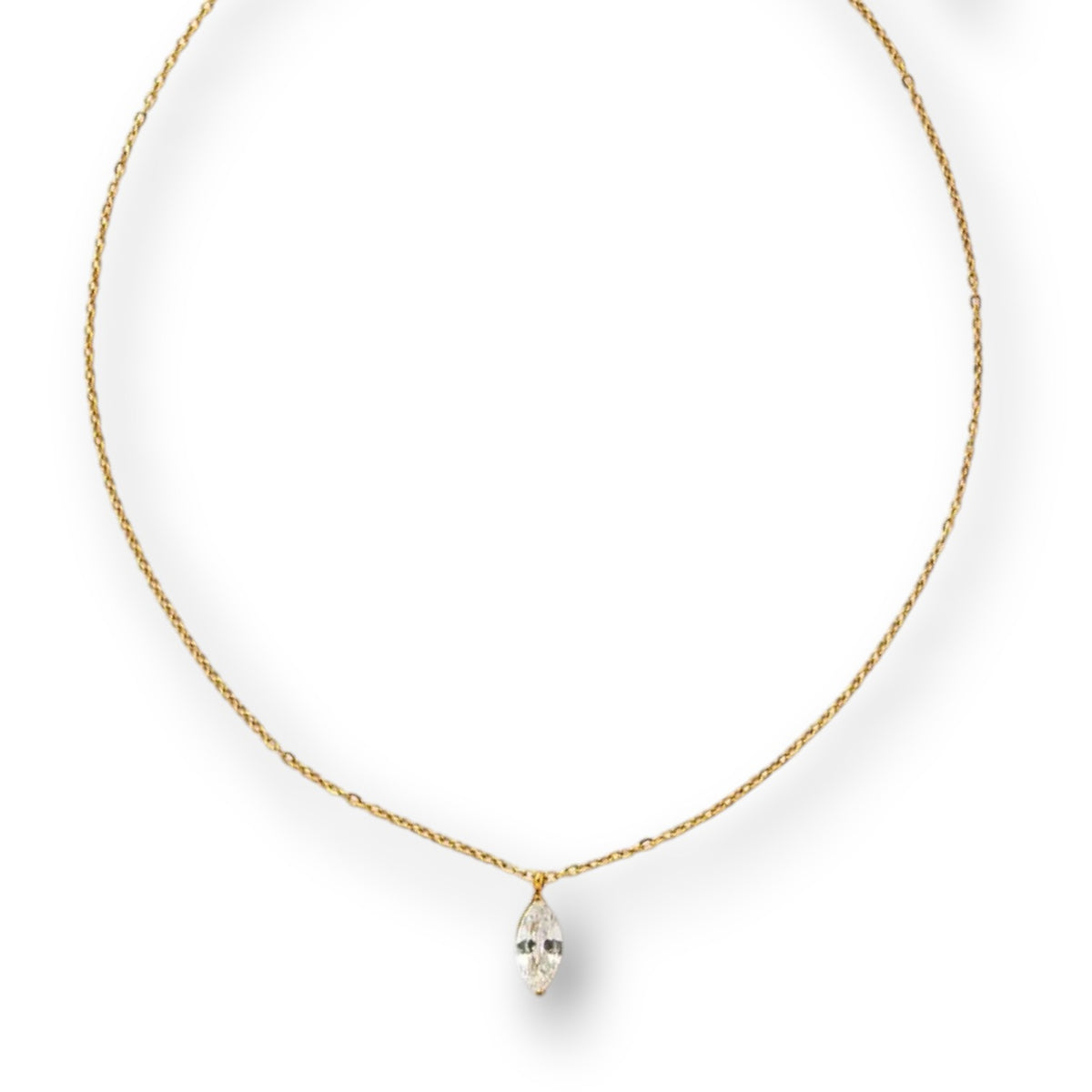 Gold Zircon Marquise Necklace