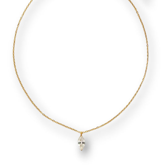Gold Zircon Marquise Necklace