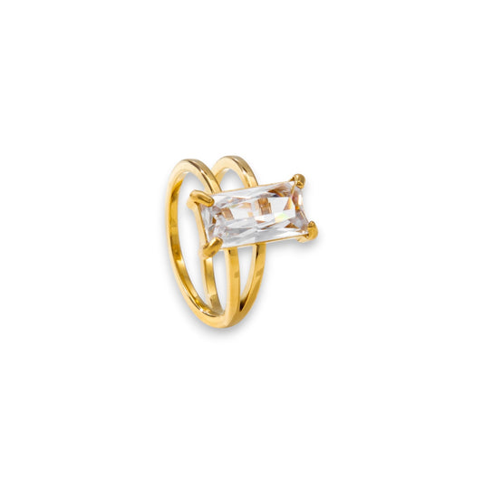 Gold Emerald Zircon Ring