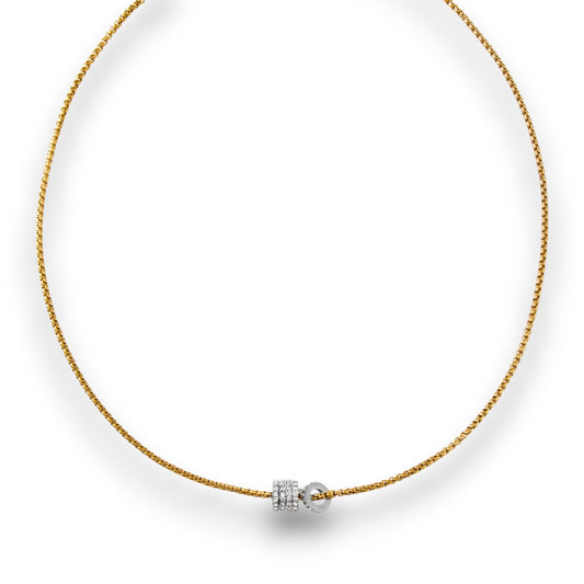 Gold and Silver Zircon Ring Necklace