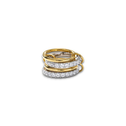 Gold and Silver Zircon Ring Stack