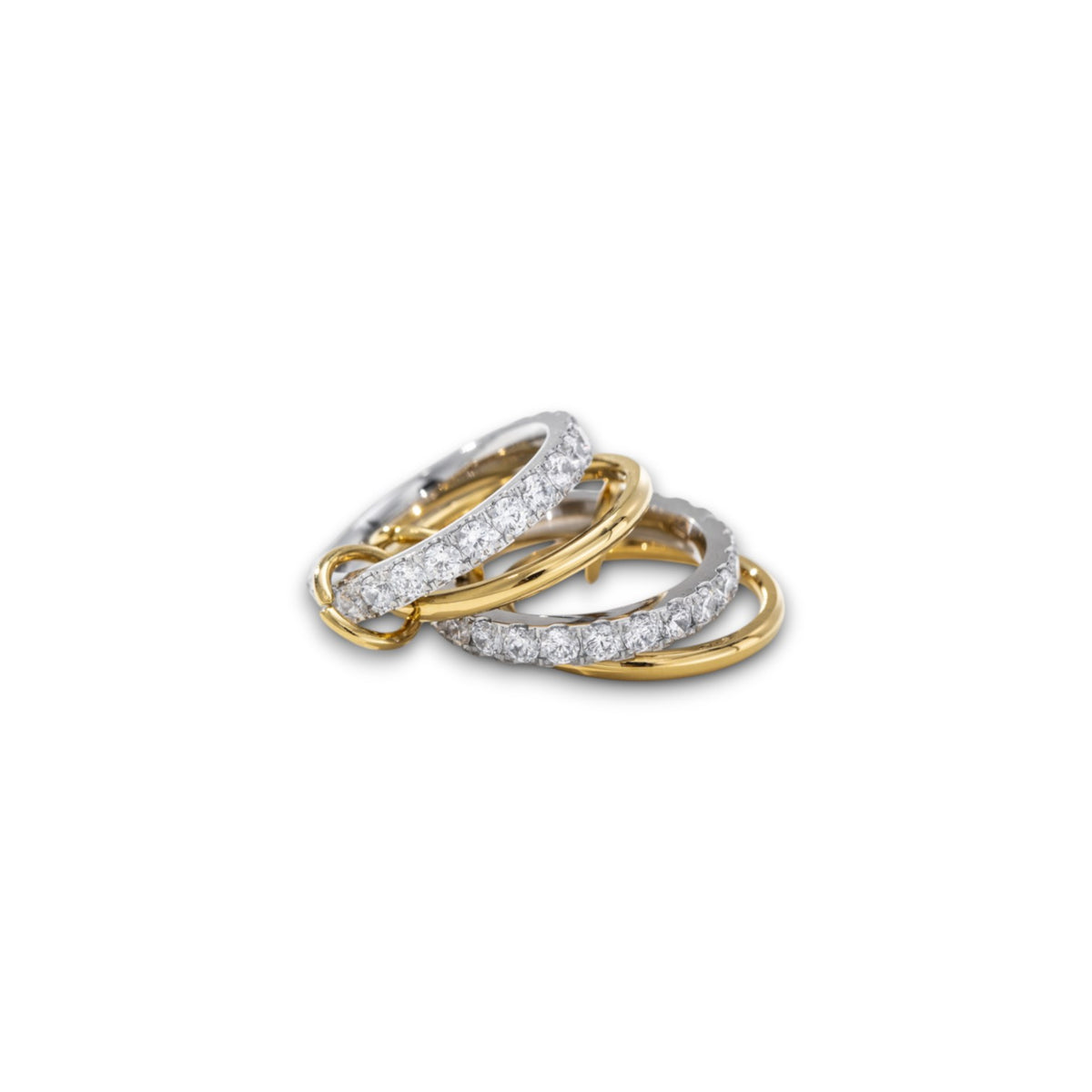 Gold and Silver Zircon Ring Stack