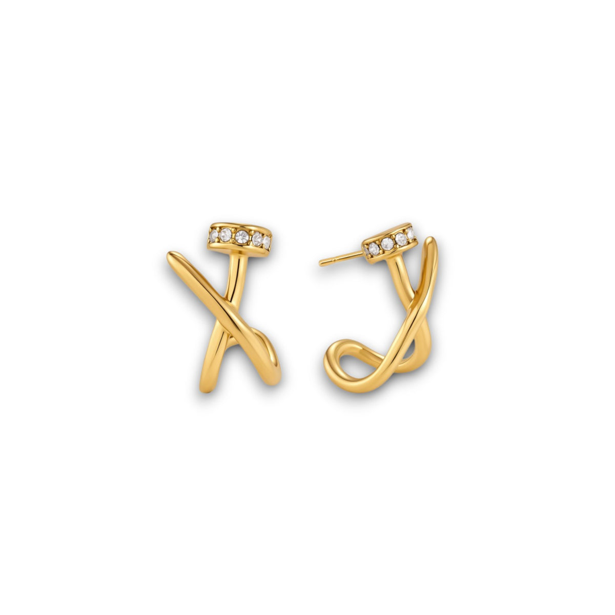 Gold Zircon Nail Earrings