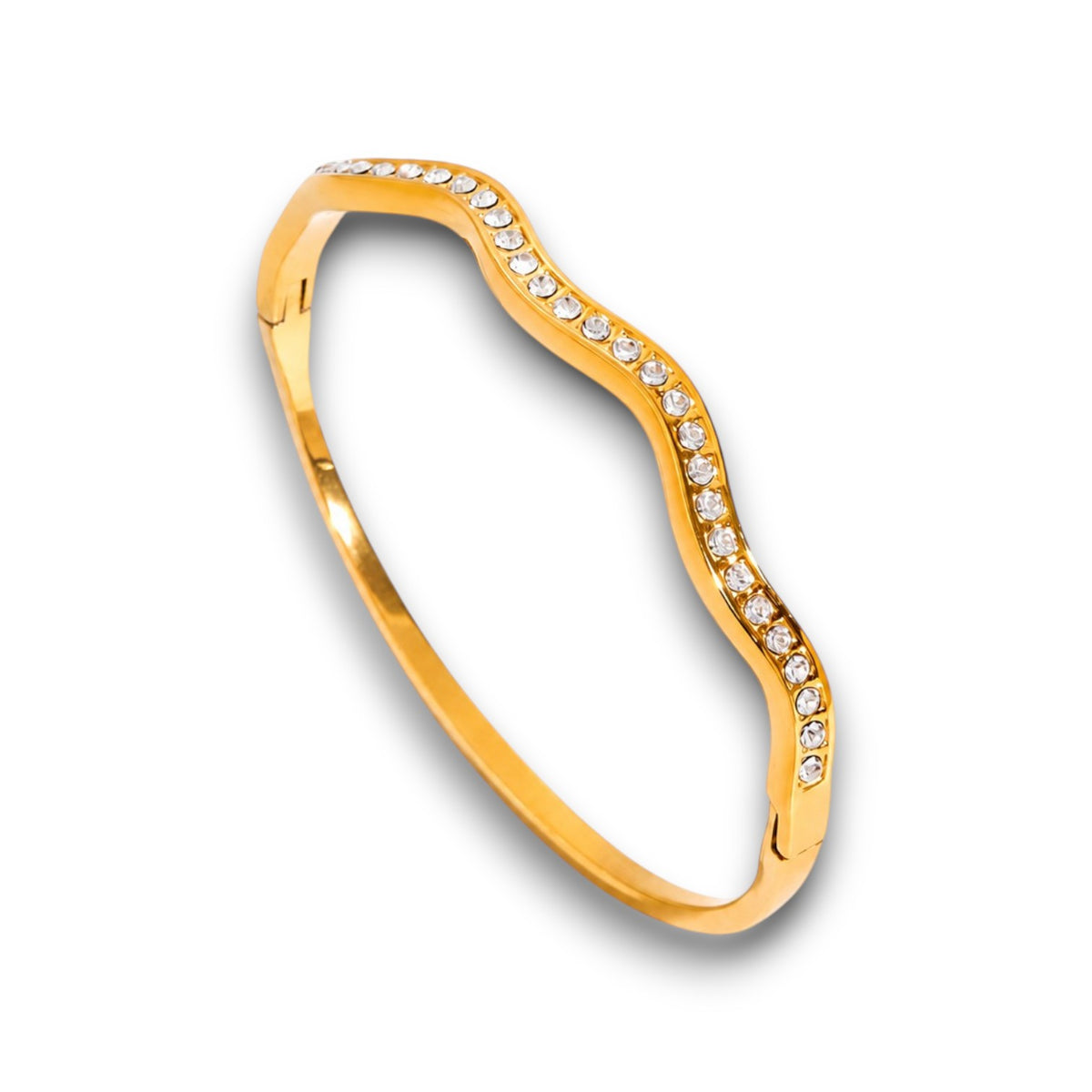 Gold Zircon Wave Bangle