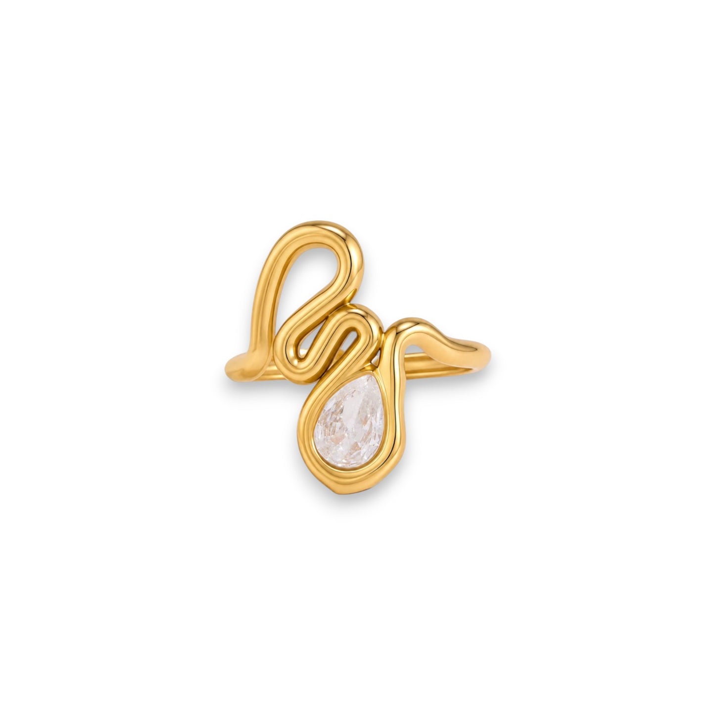 Gold Asymmetrical Zircon Ring