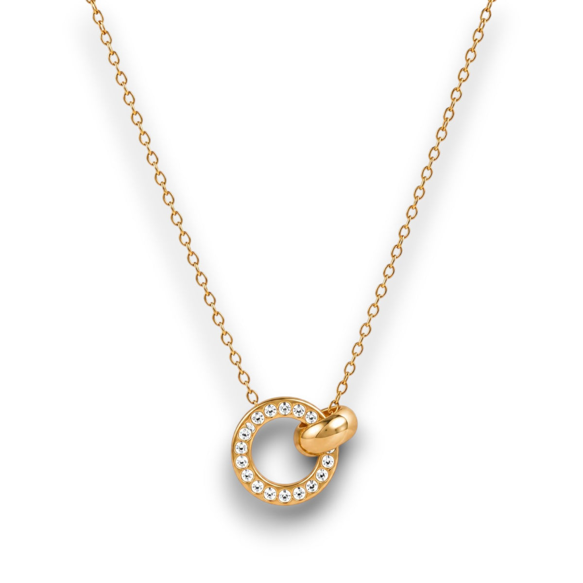 Gold Zircon Circle Necklace